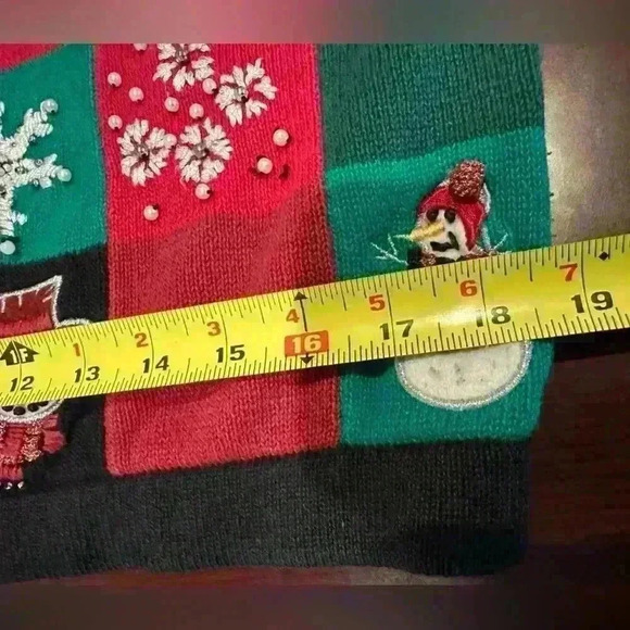 VTG Basic Editions‎ Women’s Size M Snowman Patchwork Christmas Zip Up Sweater - Picture 7 of 10